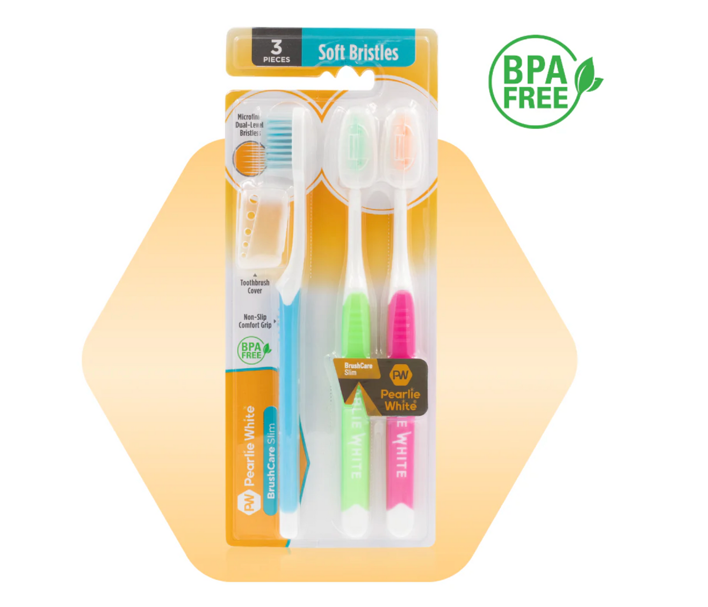 Pearlie White BrushCare Slim Soft Toothbrush Triple Pack