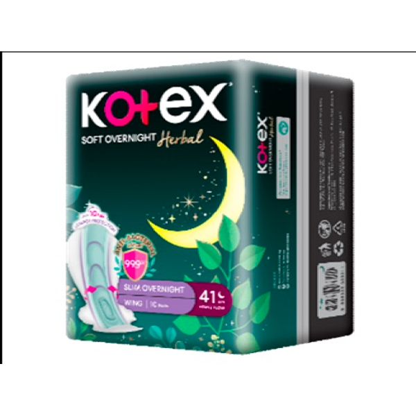 Kotex Super Overnight Herbal Sanitary Pad - Heavy 35cm x12's/41cm x 10's ā view 2