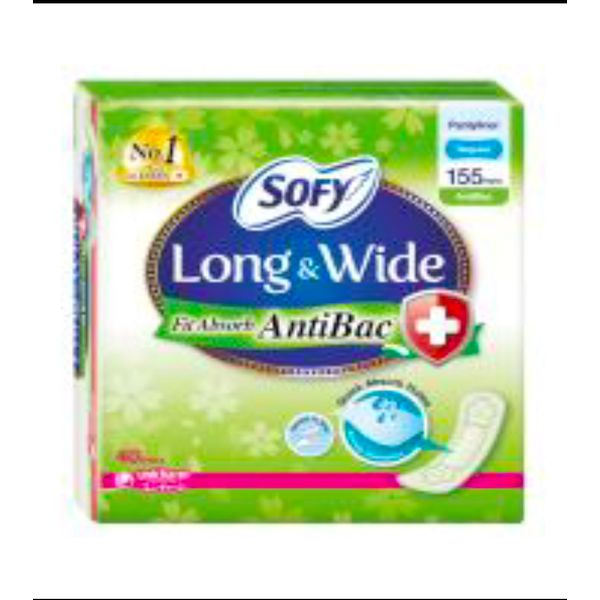 Sofy Long and Wide Fit Absorb Pantyliner 155mm 40's Unscented/Antibacterial ā view 2