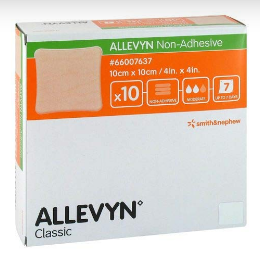 [mobileaid] Smith & Nephew Allevyn Non Adhesive Dressing, 10cm x 10cm, Pack of 10 [LOCAL SG DELIVERY]