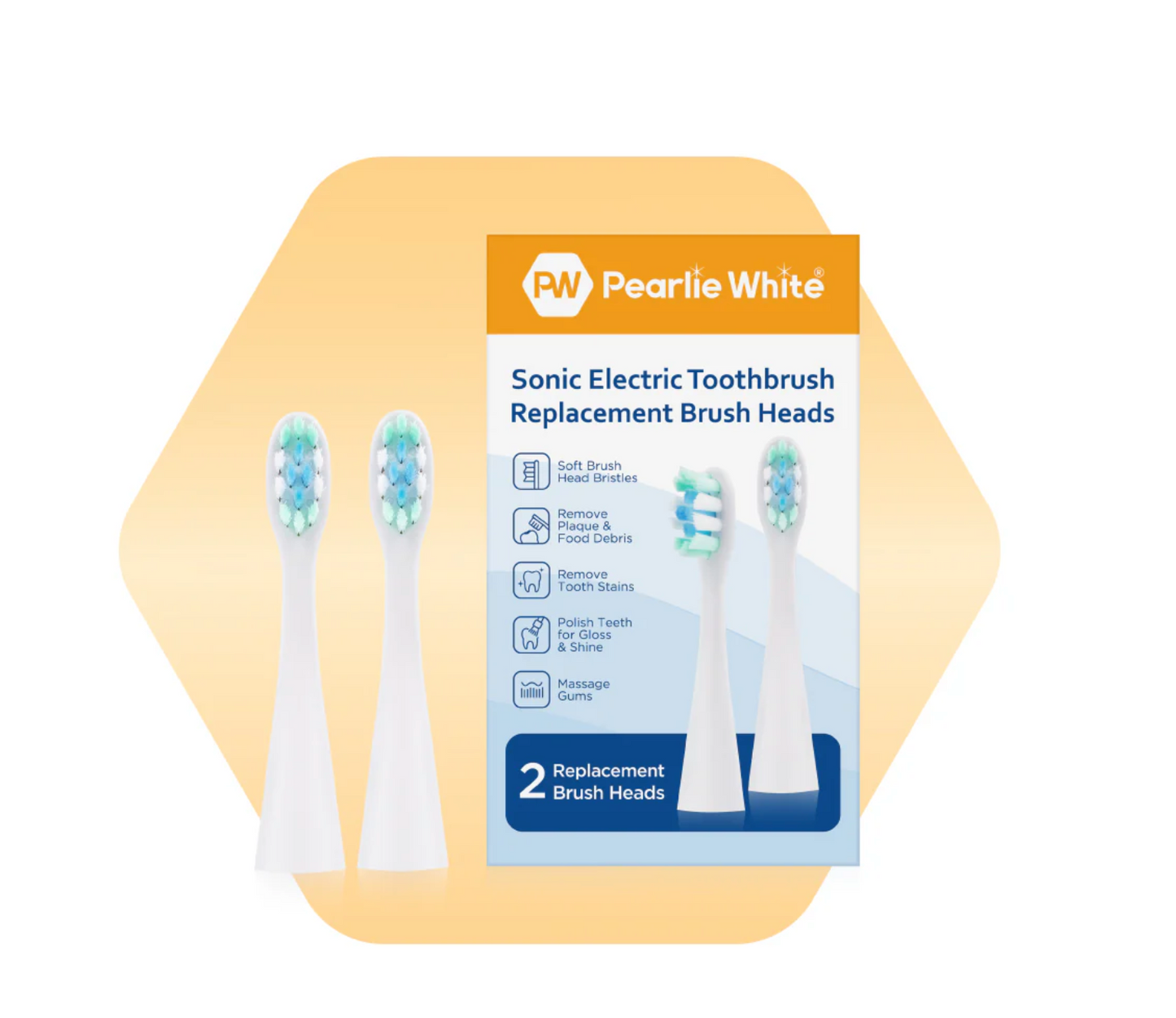 [mobileaid] Pearlie White Sonic Electric Toothbrush Replacement Brush Heads 2s [LOCAL SG DELIVERY]