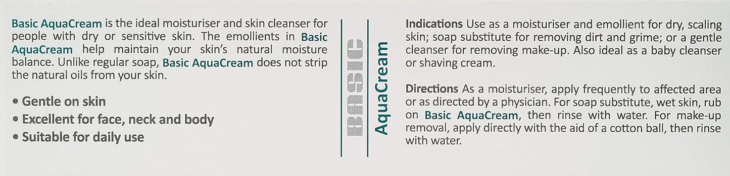 [mobileaid] Basic AquaCream Moisturising cream, Soap substitue, Cleanser, Make up remover, 100g x 5tubes [LOCAL SG DELIVERY]
