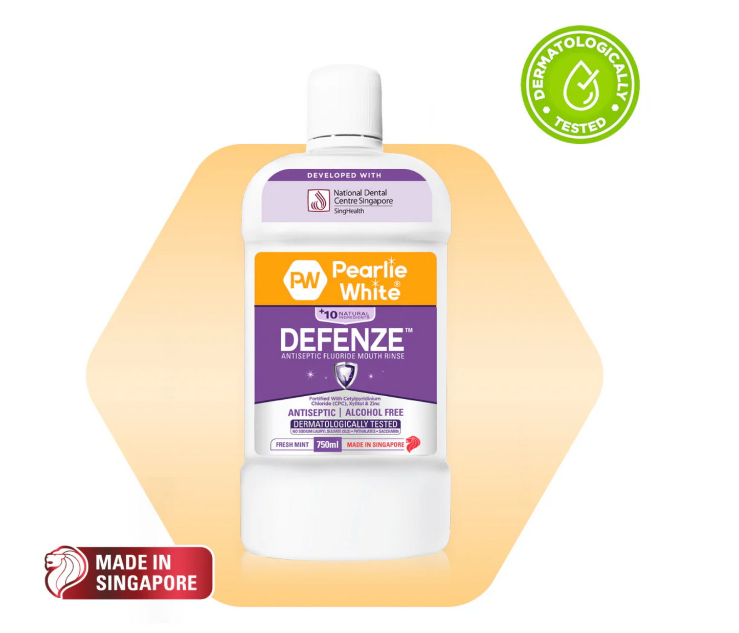 [mobileaid] Pearlie White Defenze Antiseptic Fluoride Mouth Rinse 750ml [LOCAL SG DELIVERY]