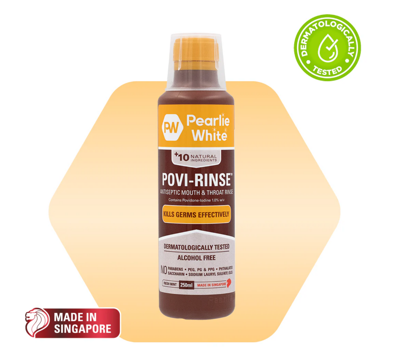 [mobileaid] Pearlie White Povi-Rinse‚Ñ¢ Antiseptic Mouth & Throat Rinse 250ml [LOCAL SG DELIVERY]
