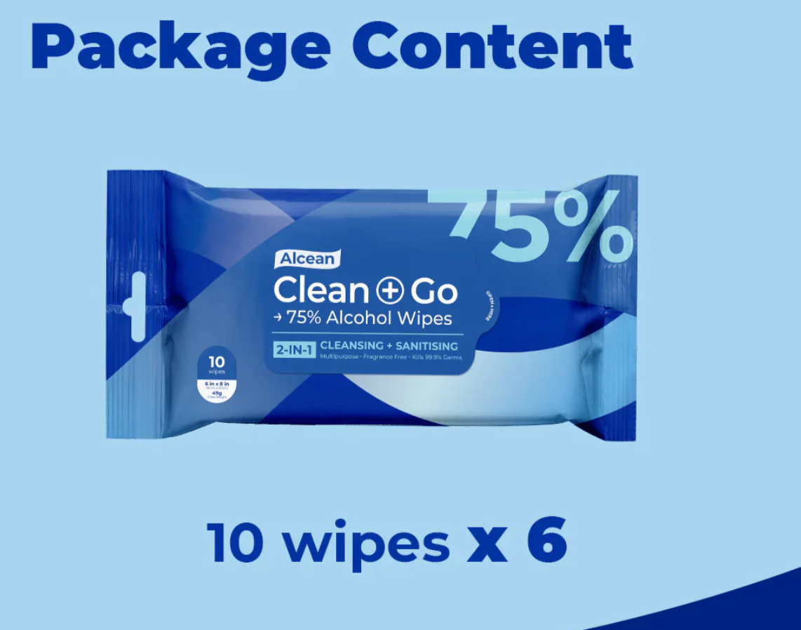 [mobileaid] Alcean 10 wipes (Bundle of 6) - 75% Alcohol Classic Wipes [LOCAL SG DELIVERY]