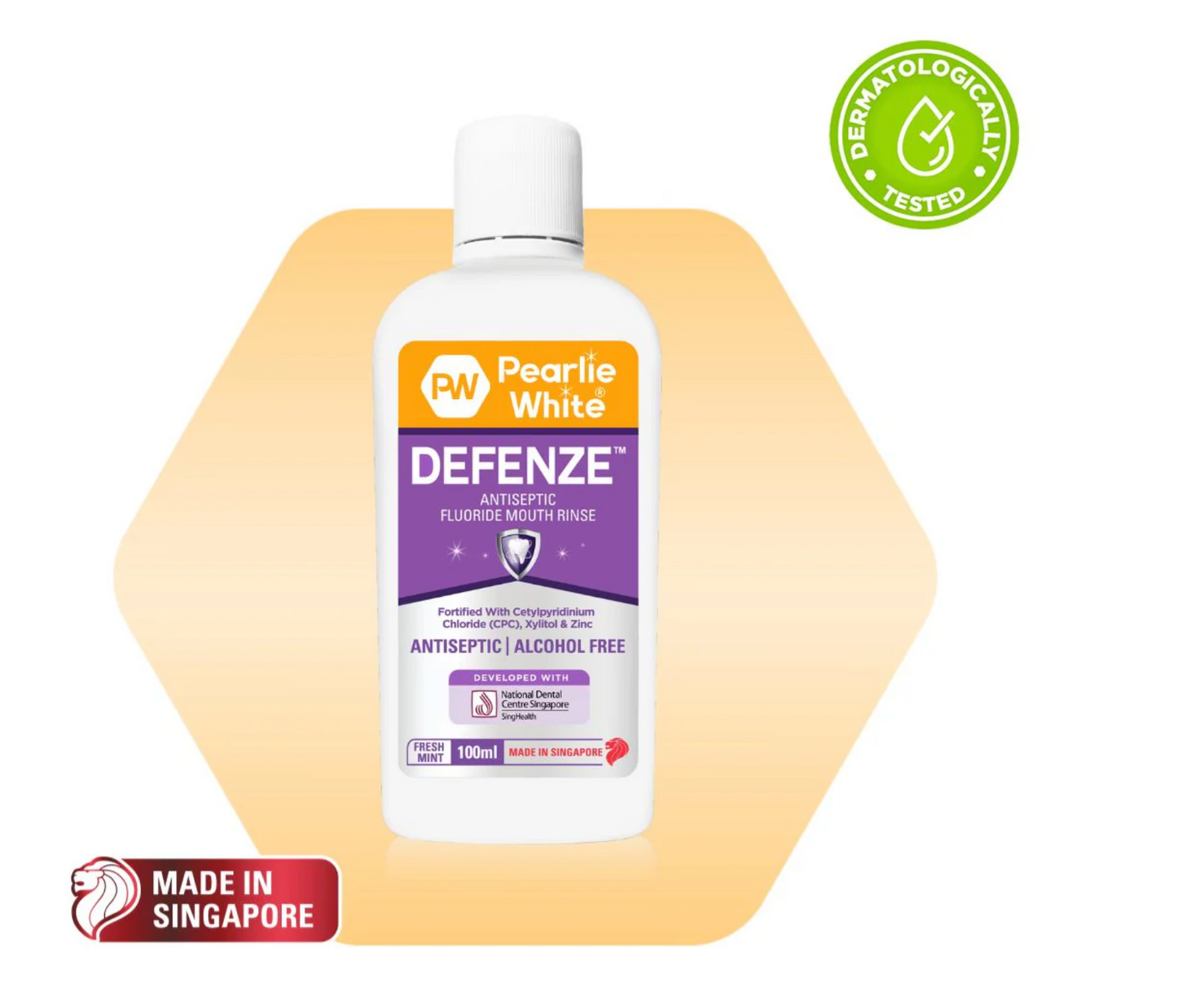 [mobileaid] Pearlie White Defenze Antiseptic Fluoride Mouth Rinse 100ml [LOCAL SG DELIVERY]