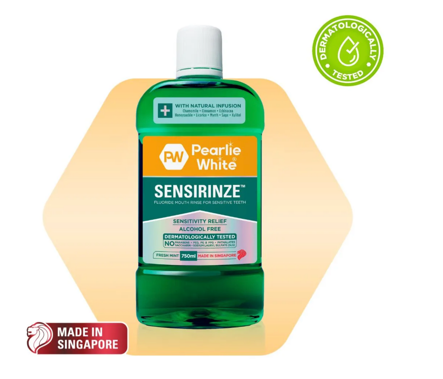 [mobileaid] Pearlie White Sensirinze‚Ñ¢ Fluoride Mouth Rinse for Sensitive Teeth 750ml [LOCAL SG DELIVERY]