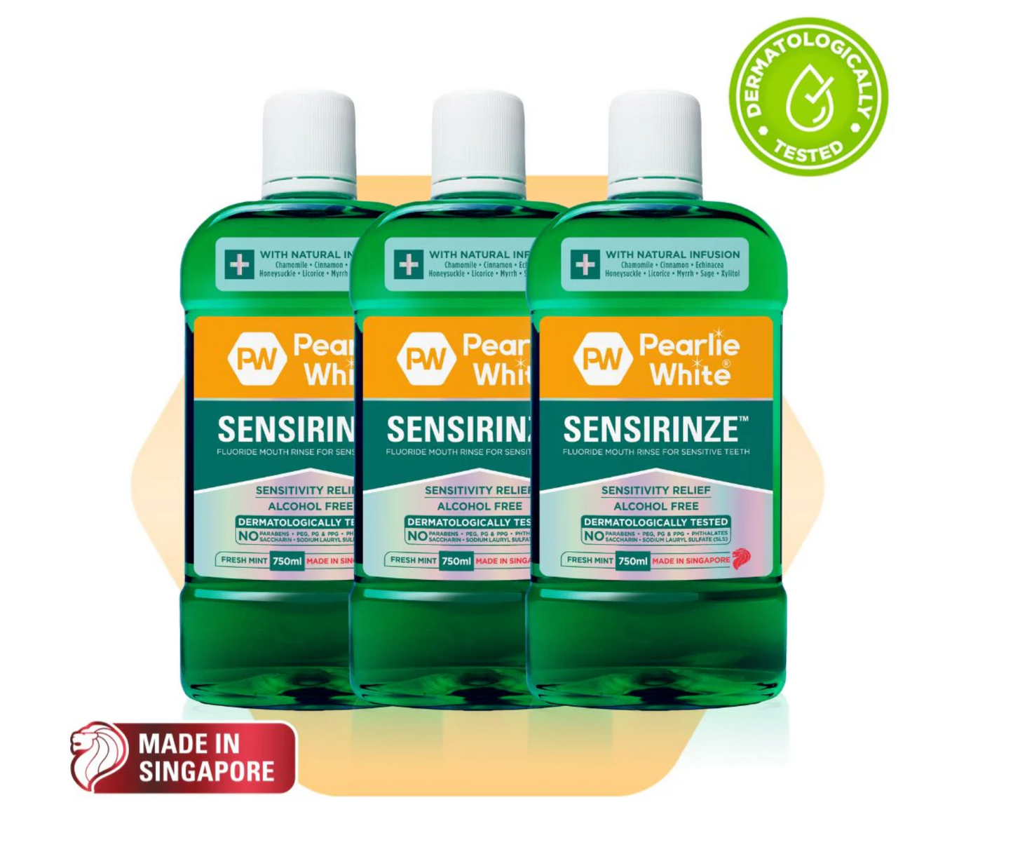 [mobileaid] Pearlie White Sensirinze‚Ñ¢ Fluoride Mouth Rinse for Sensitive Teeth 750ml - Triple Pack [LOCAL SG DELIVERY]