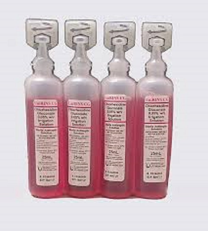 [mobileaid] Unirins Chlorhexidine Gluconate 0.05% (Ampoule), Pink, 25ml 20's x 2 (2 Boxes) [LOCAL SG DELIVERY]