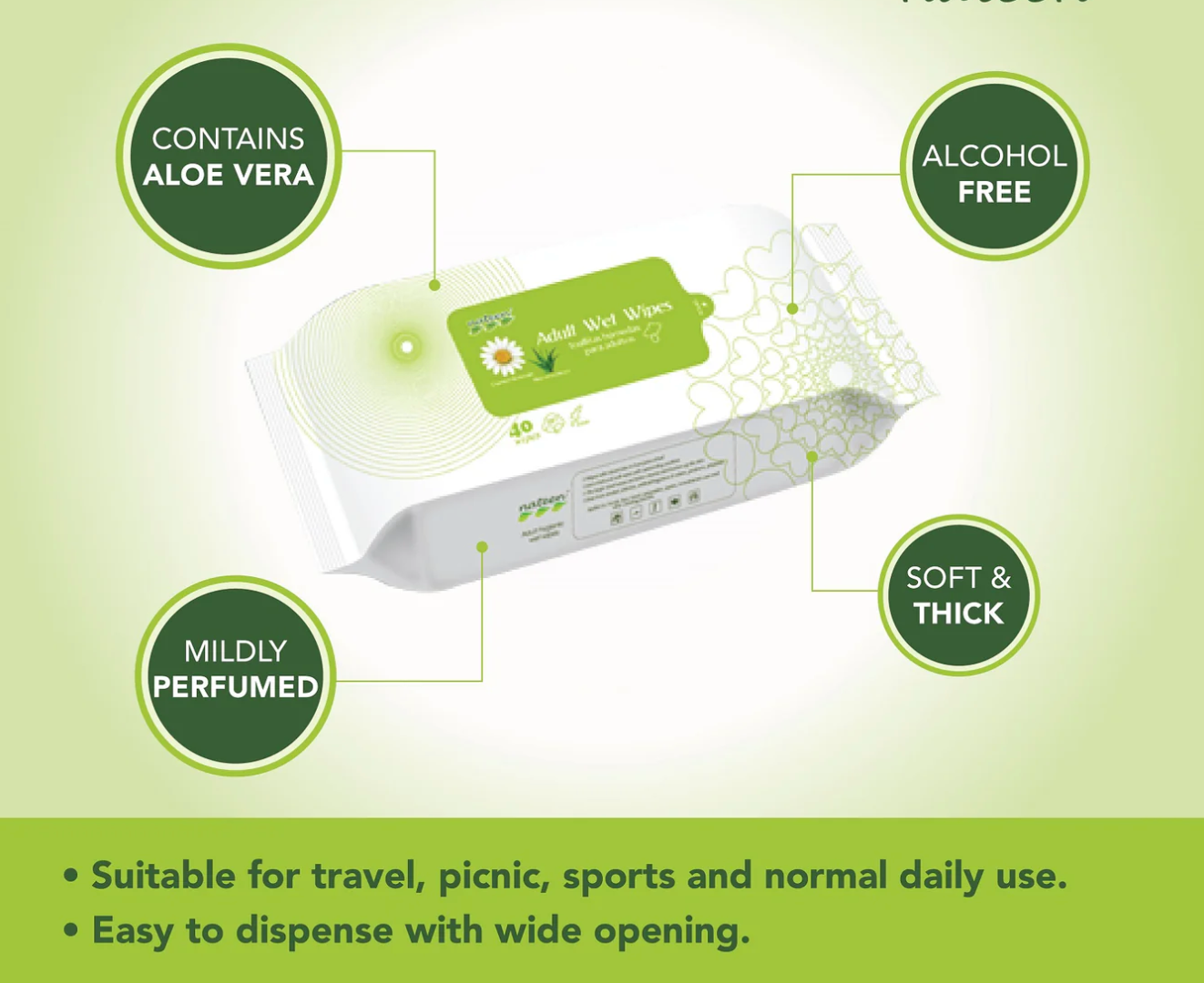 [mobileaid] Absorba Nateen Wet Wipes (40 Pieces) per pack [LOCAL SG DELIVERY]