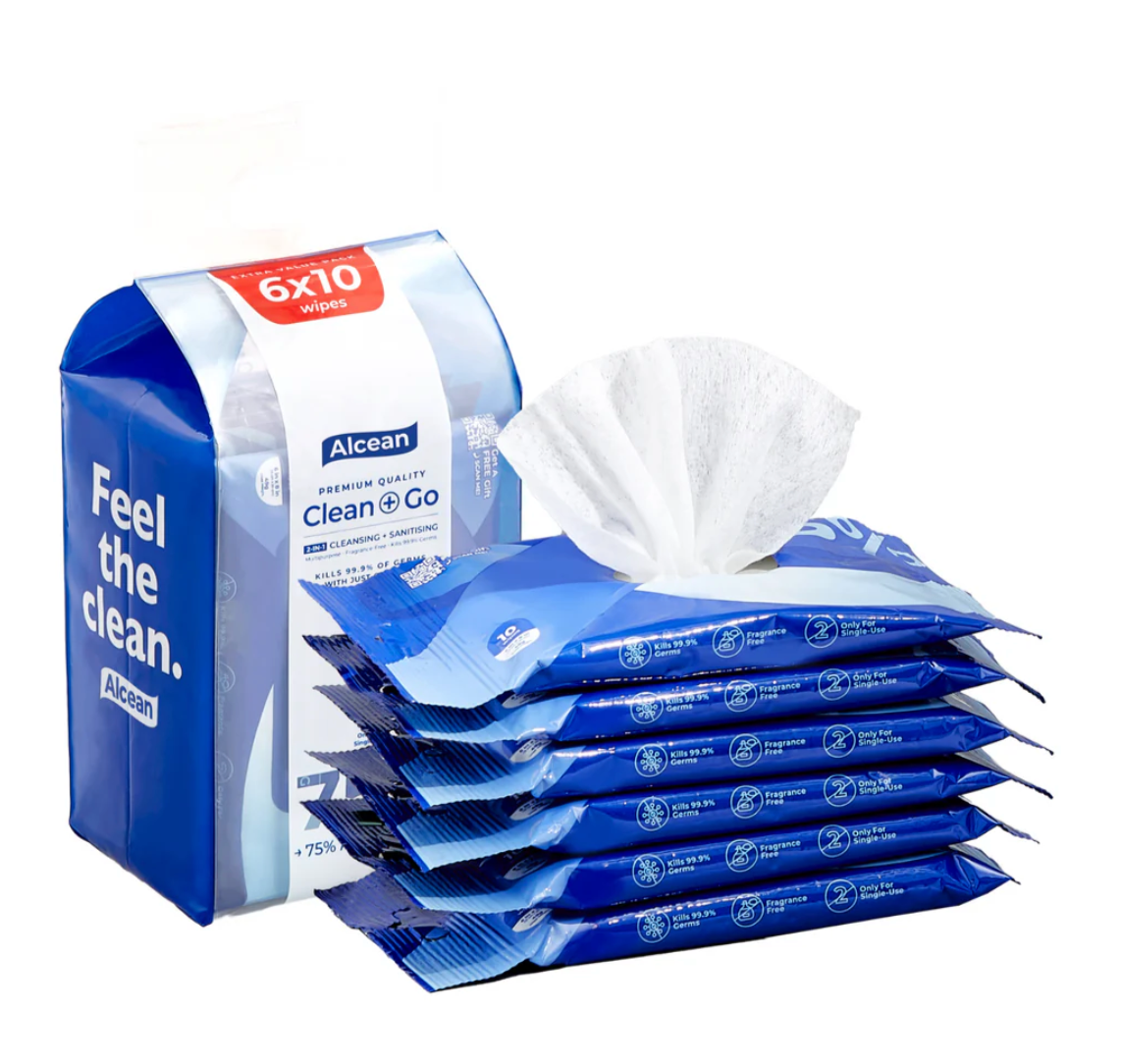 [mobileaid] Alcean 10 wipes (Bundle of 6) - 75% Alcohol Classic Wipes [LOCAL SG DELIVERY]