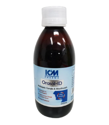 [mobileaid] ICM Orasol-Id Antiseptic Gargle And Mouthwash (Contains Povidone Iodine) 240ml x 4 bottles [LOCAL SG DELIVERY]
