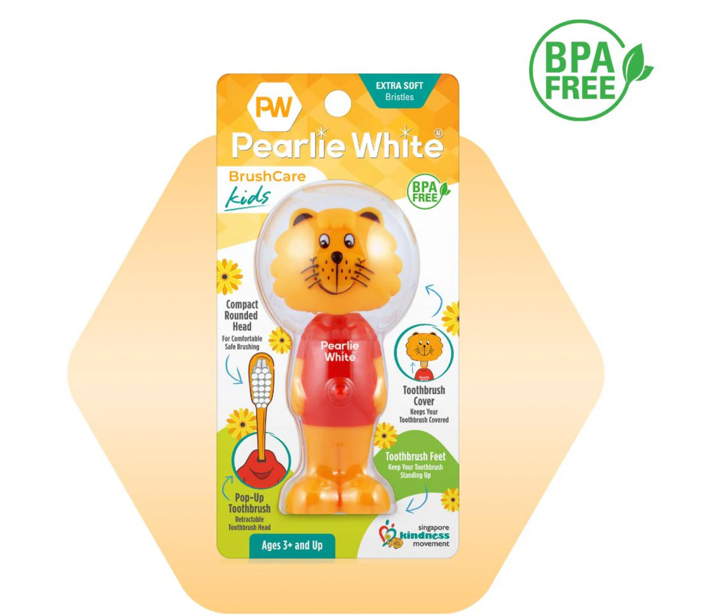 [mobileaid] Pearlie White BrushCare Kids Pop-Up Extra Soft Toothbrush [LOCAL SG DELIVERY]