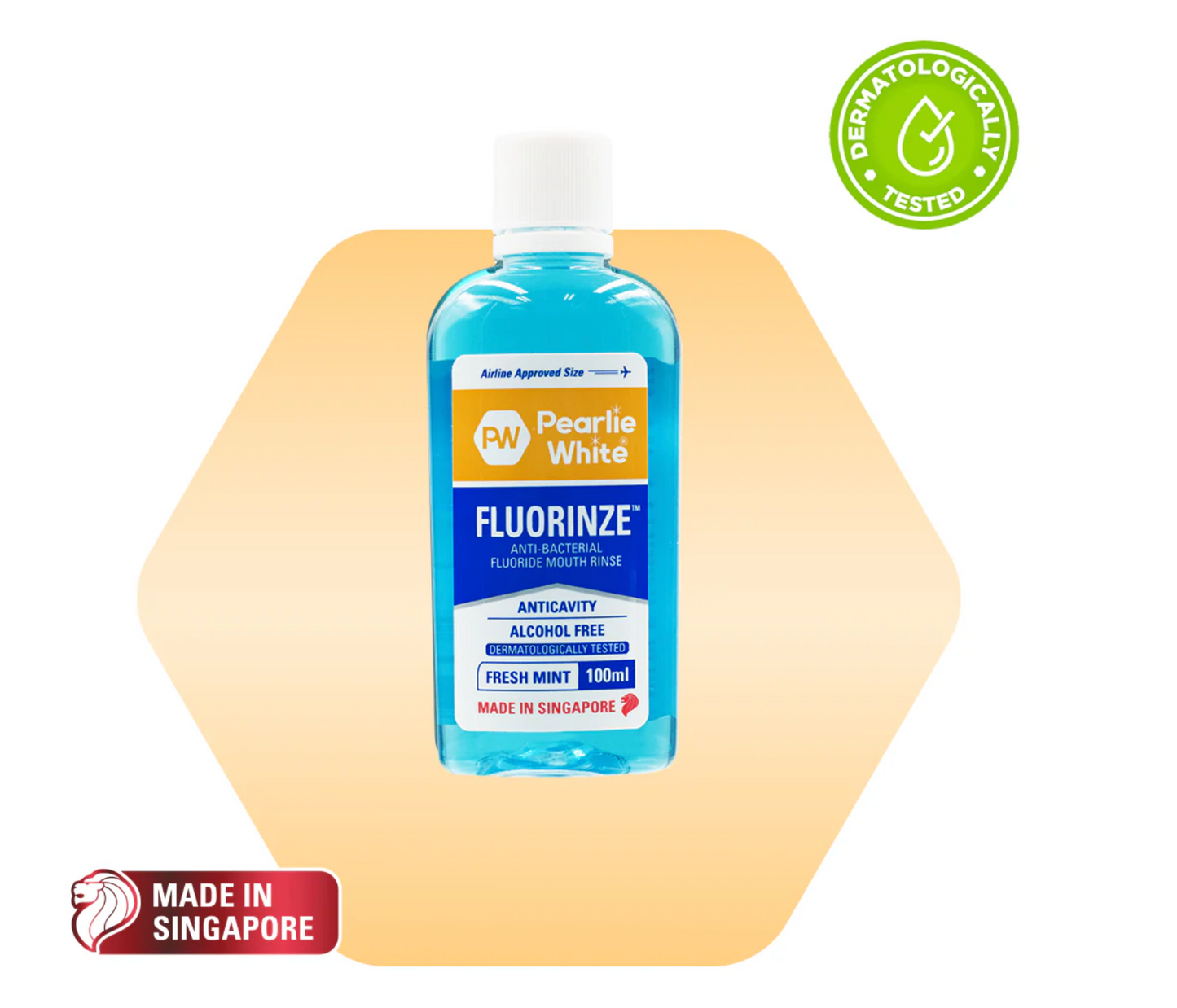 [mobileaid] Pearlie White Fluorinze Anti-bacterial Fluoride Mouth Rinse 100ml [LOCAL SG DELIVERY]