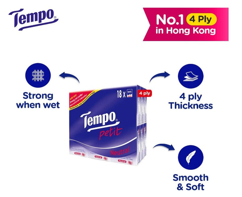[mobileaid] High Quality Pocket Tissue 4 PLY Petit Neutral Handkerchief, 20x18x7's(Pack of 360) [LOCAL SG DELIVERY]