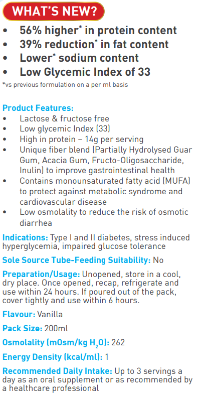 [mobileaid] Nestle Nutren Diabetes Vanilla 200ml x 48's [LOCAL SG DELIVERY]