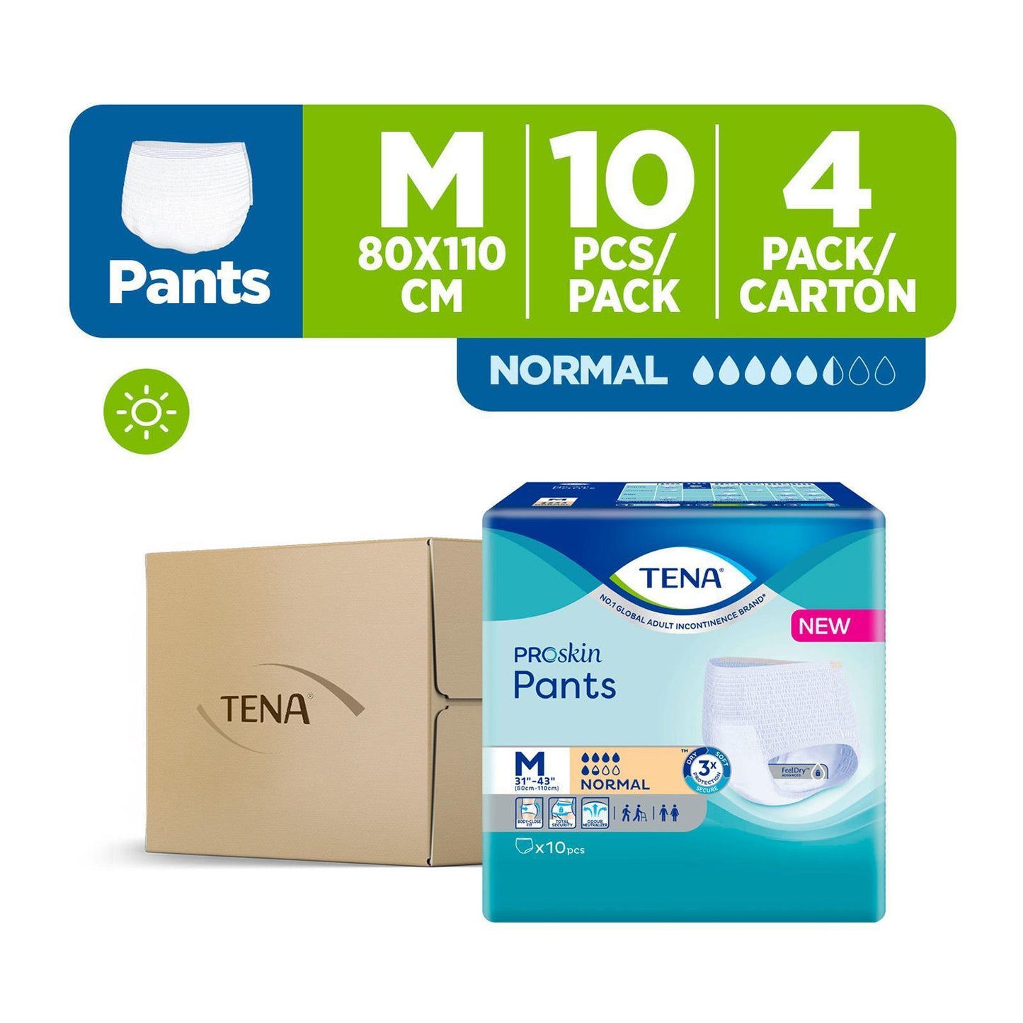 [mobileaid] TENA PROskin Pants Normal Unisex Adult Diapers - M (4 x 10's) [LOCAL SG DELIVERY]