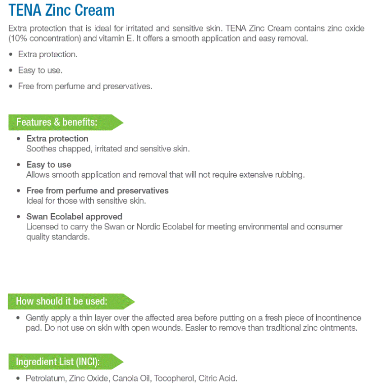 [mobileaid] Tena Zinc Cream 100ml [LOCAL SG DELIVERY]
