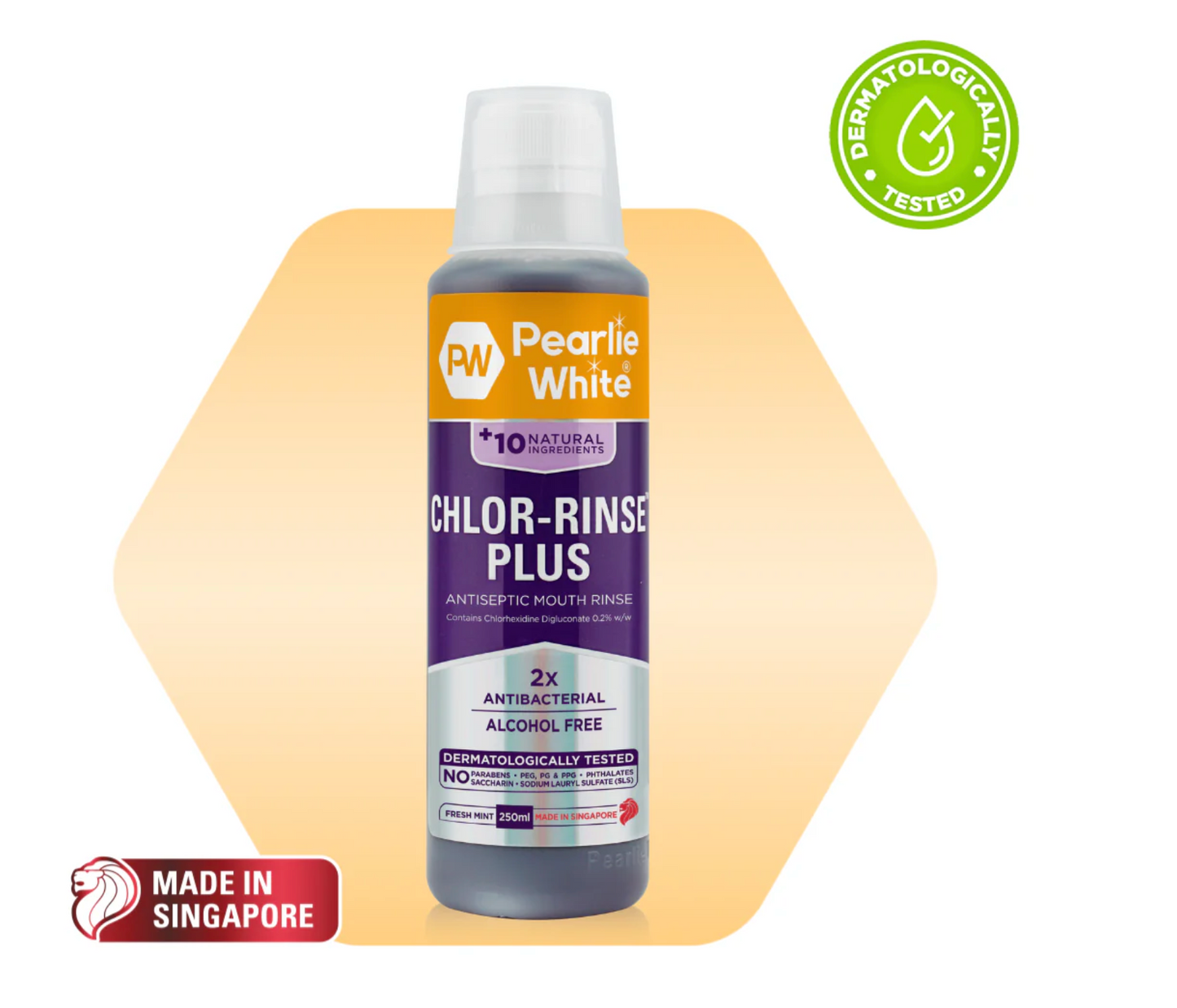 [mobileaid] Pearlie White Chlor-Rinse Normal/Plus Antiseptic Mouth Rinse 250ml [LOCAL SG DELIVERY]