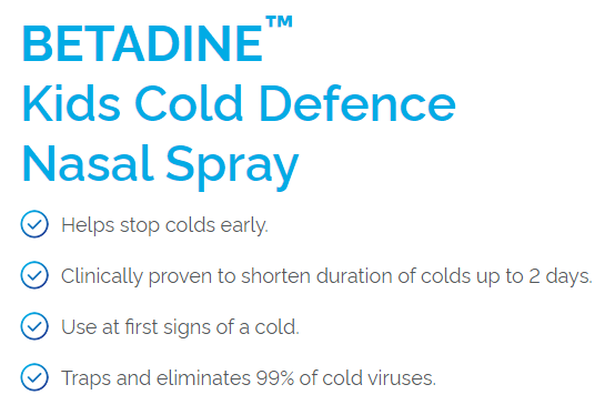 [mobileaid] Betadine Cold Defence Kids Nasal Spray 20ml [LOCAL SG DELIVERY]