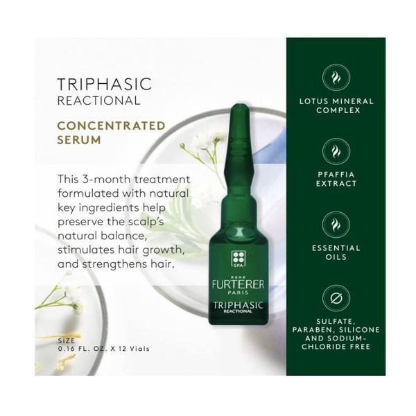 [Dermaceutica] Rene Furterer Triphasic Reactional Hair Loss Treatment - 5ml x 12vials [LOCAL SG DELIVERY]