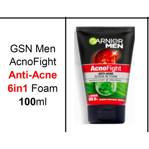 [Dermaceutica]  Garnier Men AcnoFight Anti-Acne 6-in-1/AcnoFright Wasabi Foam 100ml [LOCAL SG DELIVERY]