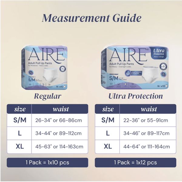 [mobileaid] Aire Adult Pull Up Pants- Size S/M/L/XL 10's per pack [LOCAL SG DELIVERY]