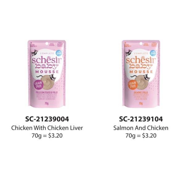 [mPets] Schesir Kitten Velvet Mousse Pouch - Schesir Baby Series - Grain Free (70g pouch) [LOCAL SG DELIVERY]