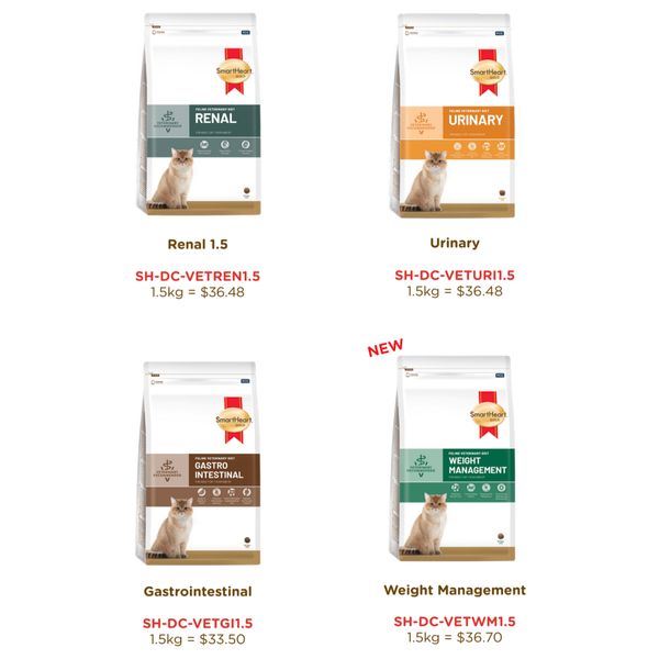 [mPets] SmartHeart Gold Veterinary Diet Series Dry Food For Cat's Special Needs (1.5kg Bag) [LOCAL SG DELIVERY]