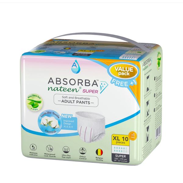 [mobileaid] Absorba Nateen Super Pull Up Pants 10+1 pieces per pack Extra Large [LOCAL SG DELIVERY]