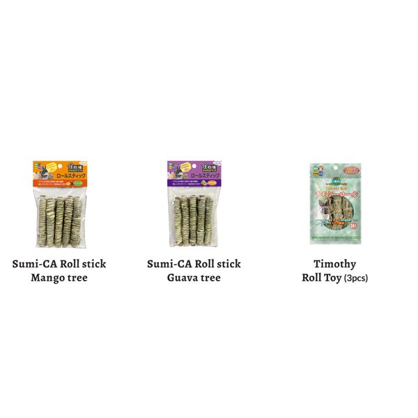 [mPets] Hi-Pet Sumi-CA Roll Stick Mango Tree/Guava Tree/Timothy Roll Toy (3 pcs) [LOCAL SG DELIVERY]