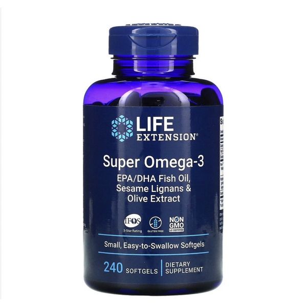 [mfoods] Life Extension Super Omega-3, 180 EPA/120DHA Fish Oil, Support Cardiovascular Health & Brain Health, 120/240 Softgels  [LOCAL SG DELIVERY]