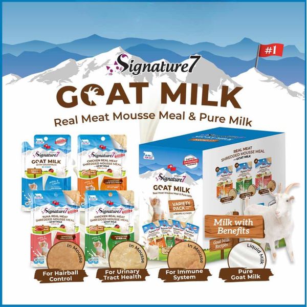 [mPets] Signature7 Cat Wet Food - Goat Milk Series - Variety Box - (70g x 12) [LOCAL SG DELIVERY]
