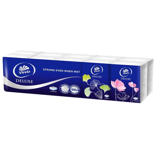Vinda Deluxe 4 PLY Pocket Facial Tissue, Unscented 10 packs x 8 sheets x 30 – view 2