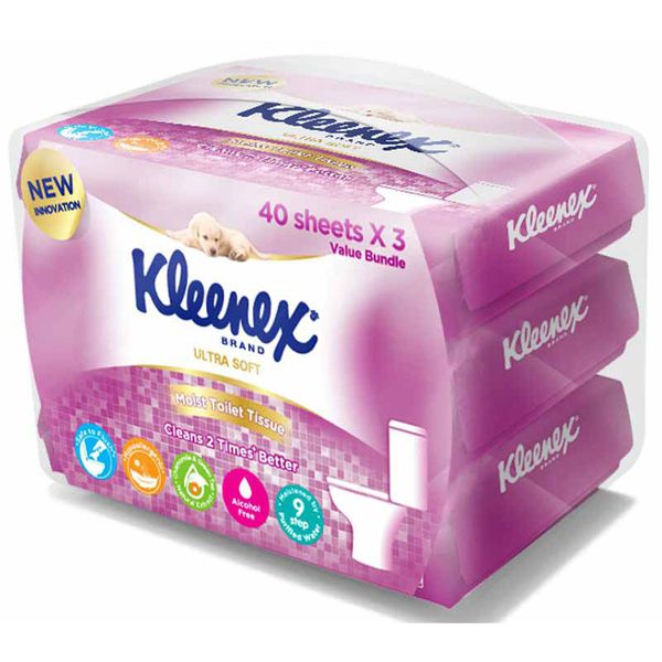 [mobileaid] Kleenex Moist Toilet Tissue (3x40's) [LOCAL SG DELIVERY]