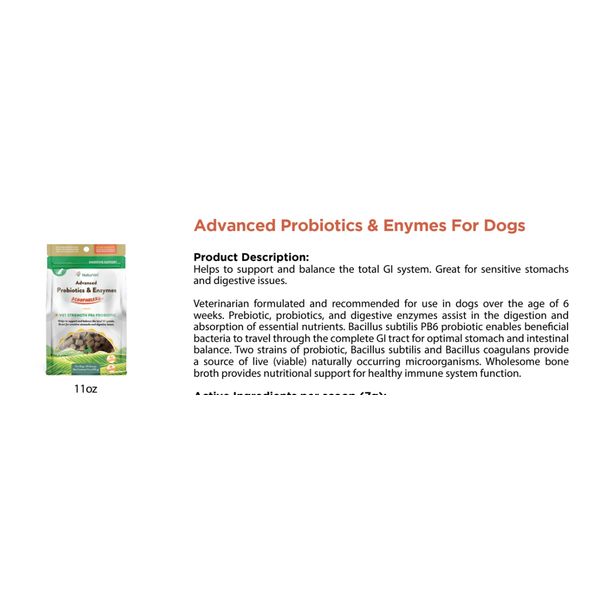 [mPets] NaturVet Advanced Probiotics and Enzymes Scoopables for Dogs 11oz [LOCAL SG DELIVERY]