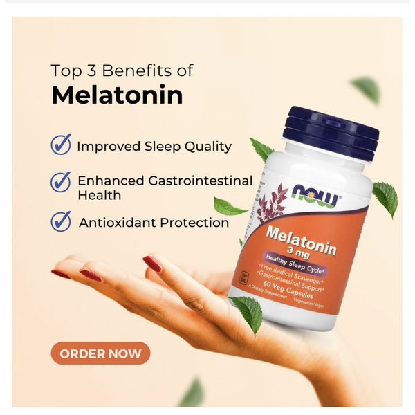 [mfoods] Now Foods, Melatonin, Sleep Aid, Sleep Well, Sleep Supplement, Sleep Pill, Gelatin, Rice Flour, 3 mg, 180 capsules [LOCAL SG DELIVERY]