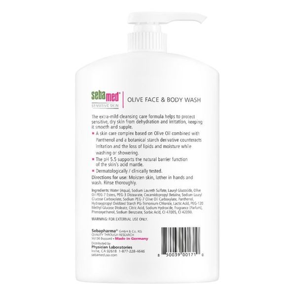 [Dermaceutica] Sebamed Sensitive Skin Olive Face & Body wash 1000ml (w pump) [LOCAL SG DELIVERY]