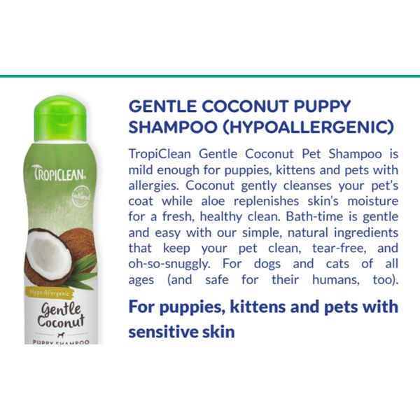 [mPets] TropiClean Gentle Coconut/Awapuhi/Berry/Lime Coconut Shampoo for Pets [LOCAL SG DELIVERY]