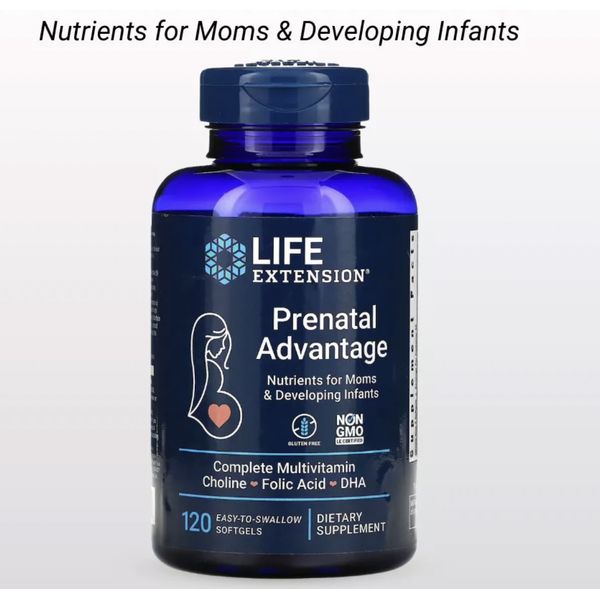[mfoods] Life Extension, Prenatal Advantage, Choline, Folic Acid, Healthy Brain, Multivitamin for Pregnant Women, 120 Softgels [LOCAL SG DELIVERY]