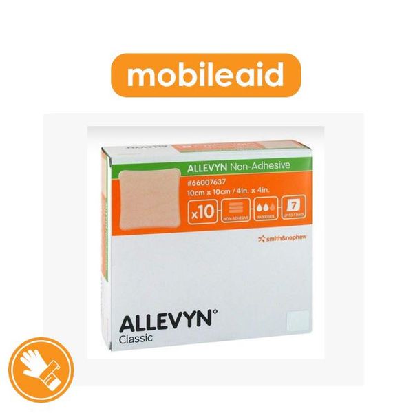 [mobileaid] Smith & Nephew Allevyn Non Adhesive Dressing, 10cm x 10cm, Pack of 10 [LOCAL SG DELIVERY]
