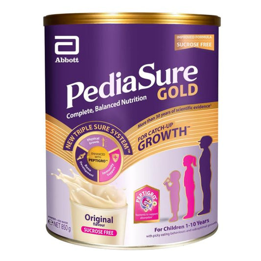 【mobileaid】【PediaSure】Gold with PeptiGro- Original (Sucrose Free), 800g【LOCAL SG DELIVERY】