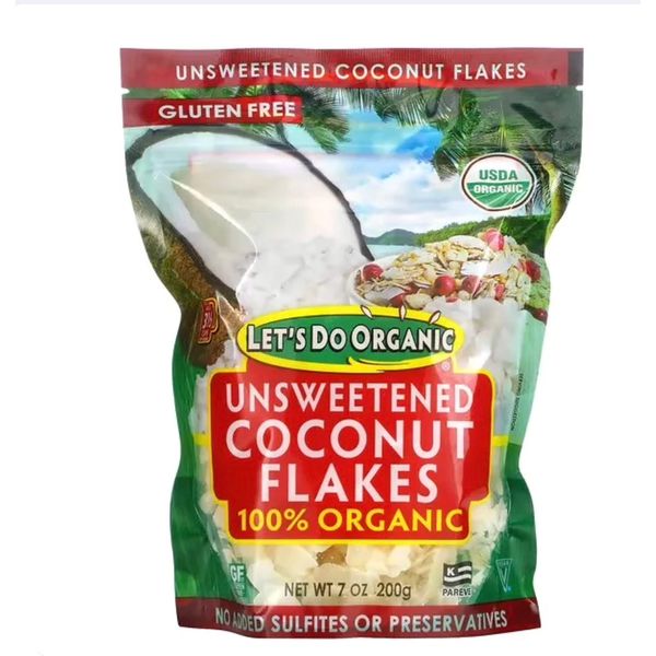 [mfoods] Edward & Sons, Let's Do Organic, 100% Organic Unsweetened Coconut Flakes, Healthy Snacks, Diet Snack, Vegan, 7oz (200g) [LOCAL SG DELIVERY]