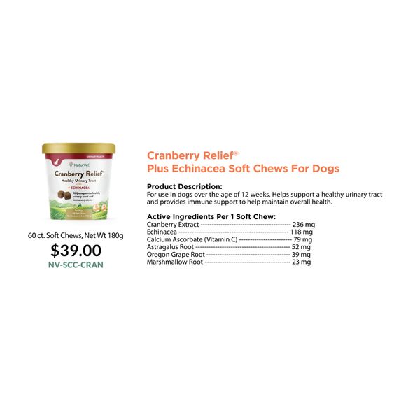 [mPets] NaturVet Cranberry Relief Plus Echinacea Soft Chews for Dogs 180g [LOCAL SG DELIVERY]
