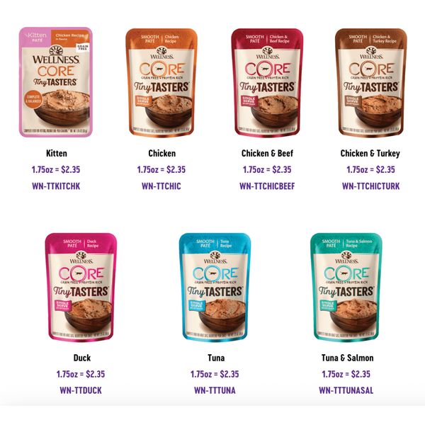 [mPets] Wellness CORE Wet Food Tiny Tasters (Pate/Minced/Flaked) for Cats [LOCAL SG DELIVERY]