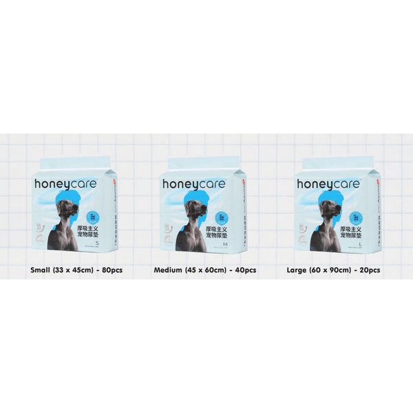 [mPets] HoneyCare Pets Thicker Absorbent Pads (Small - 80 pcs/Medium - 40 pcs/Large - 20 pcs) [LOCAL SG DELIVERY]