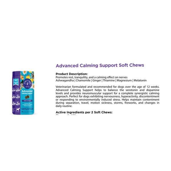[mPets] NaturVet Advanced Calming Support Soft Chews 90's for Dogs [LOCAL SG DELIVERY]
