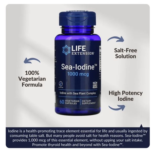 [mfoods] Life Extension, Sea-Iodine, Thyroid Health Support, 1,000 mcg, 60 Vegetarian Capsules  [LOCAL SG DELIVERY]