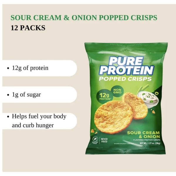 [mfoods] Pure Protein Popped Crisps, 12g Protein Chips, Low Sugar Healthy Snack, Gluten Free Non-GMO, Various Flavors, 12 packs [LOCAL SG DELIVERY]