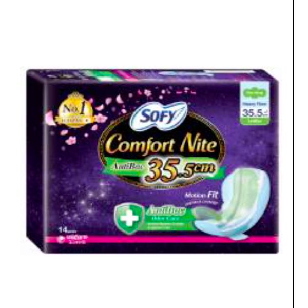 [mobileaid] Sofy Comfort Nite Slim Wing 35.5cm 14's/42/5cm 8's (Antibacterial) [LOCAL SG DELIVERY]
